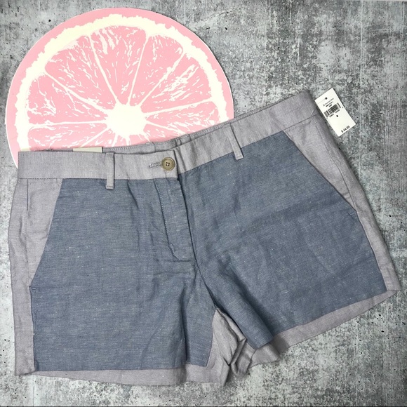 Gap 2 tone chambray blue linen cotton short shorts size 6 - Picture 1 of 5